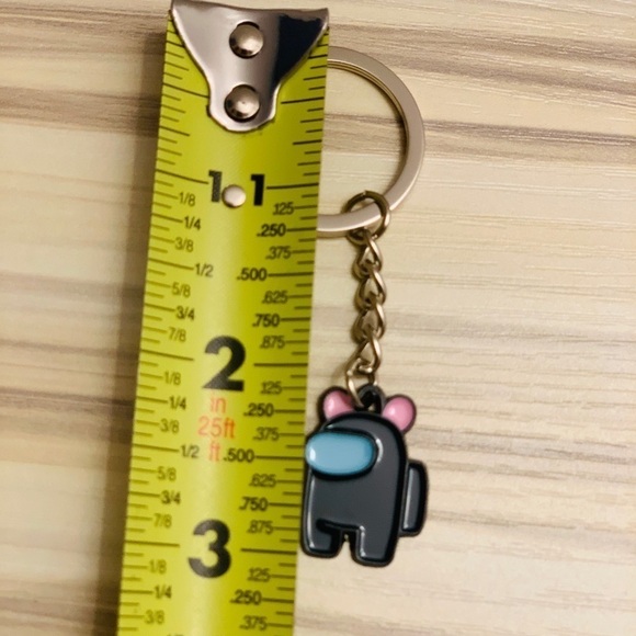 NEW 3/$15 mini AMONG US keyring - Grey/pink ears - Picture 2 of 5